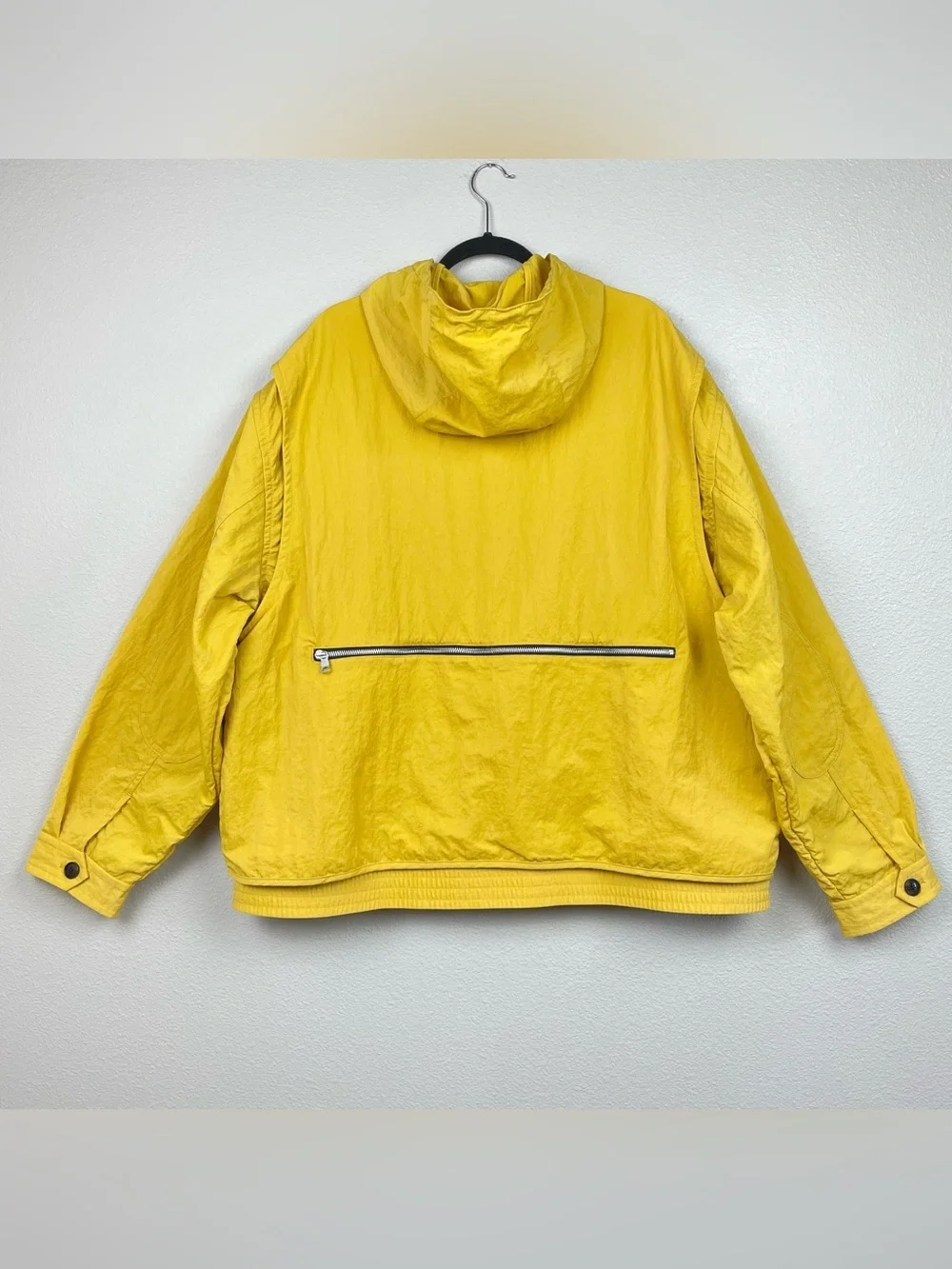 Banana Republic Men's Large Hooded Nylon Oversized Jackets Yellow Full Zip Coat